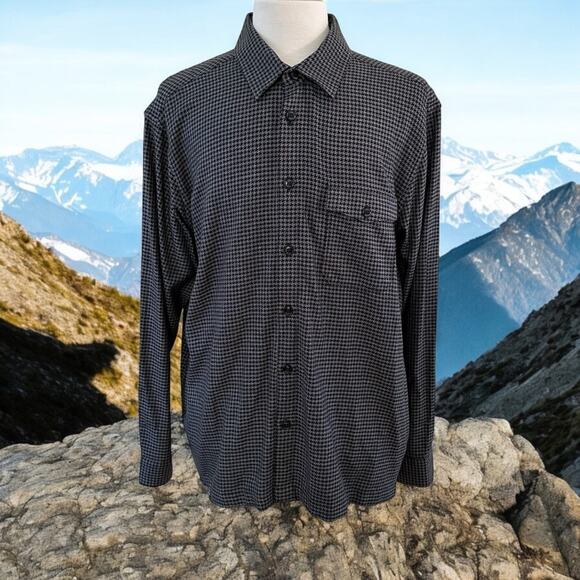 Ted Baker London Men’s Long Sleeves Charcoal Puppytooth Shirt Size 7 NWT - Picture 1 of 9